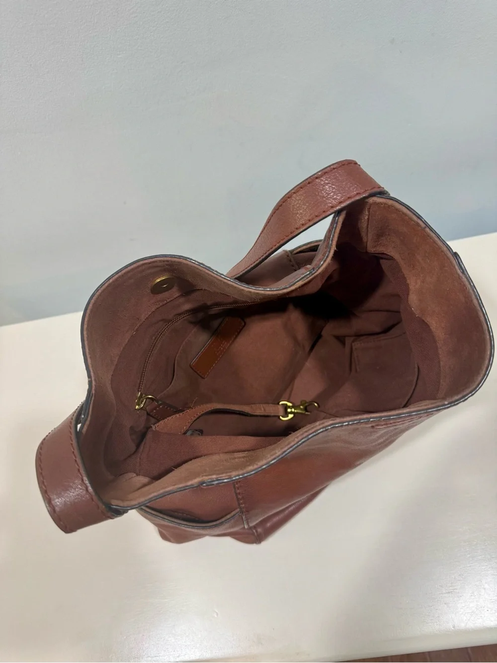 Frye Leather Hobo Bag Side Pocket Cognac